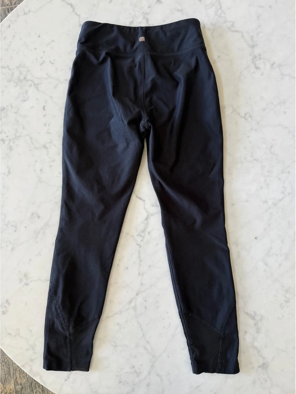 Mondetta Girls S 7/8 Black High Rise Mesh Panel Athletic Leggings